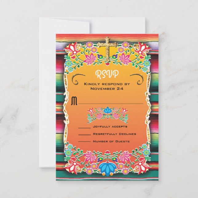 Mexican Wedding Rug and Floral RSVP (Front)