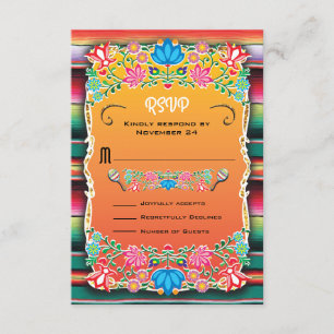 Mexican Wedding Rug and Floral RSVP Card