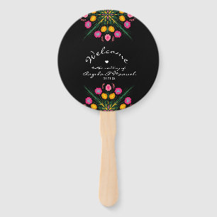 Mexican Wedding Welcome Floral Butterfly Hand Fan