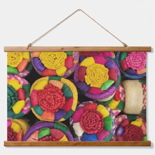 Mexican Wicker Boxes Hanging Tapestry (Front)