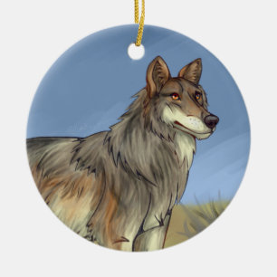 Mexican Wolf Ceramic Tree Decoration