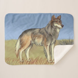 Mexican Wolf Sherpa Blanket