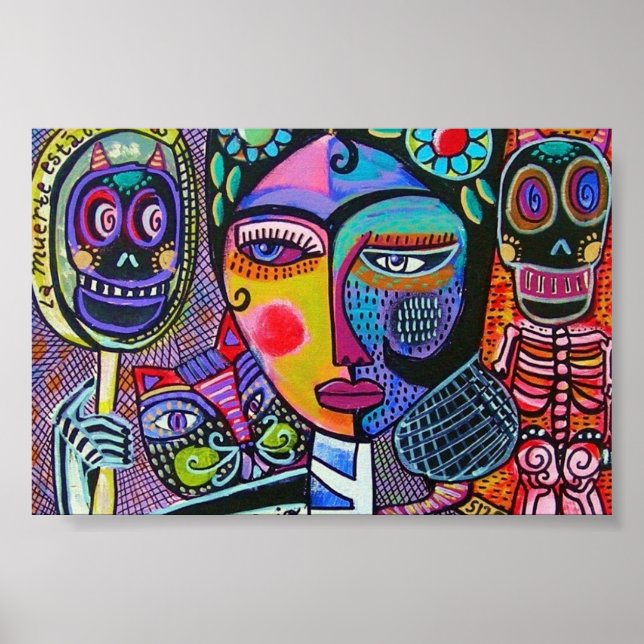 Mexican Woman Mirror Skeleton Poster (Front)