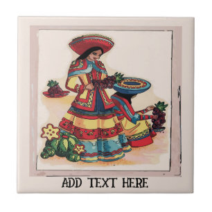 Mexican Women Tile Mural, edit text