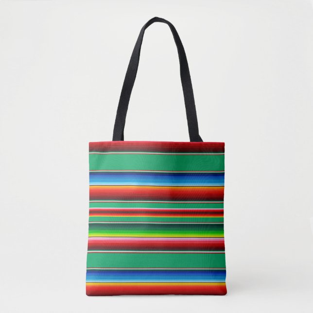 Mexican Zarape Serape Stripe Tote Bag (Front)