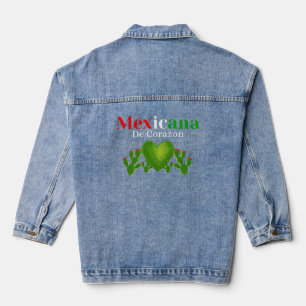Mexicana De Corazon - Green Heart Cactus Denim Jacket