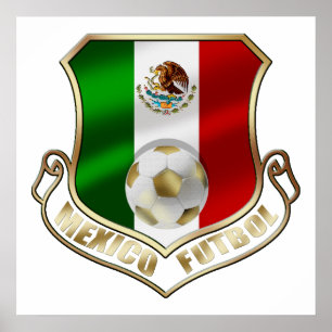 Mexicano Futbol badge emblem soccer Shield Poster