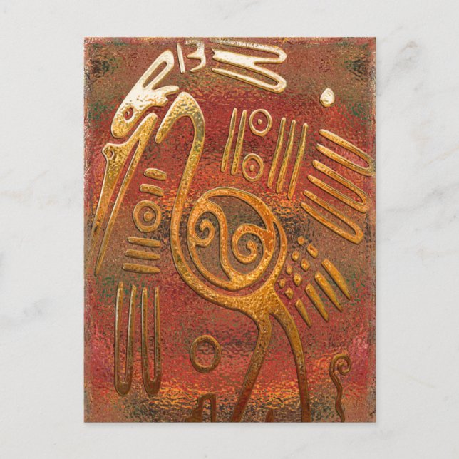 Mexicano Gold Chrome Tribal Art Postcard (Front)