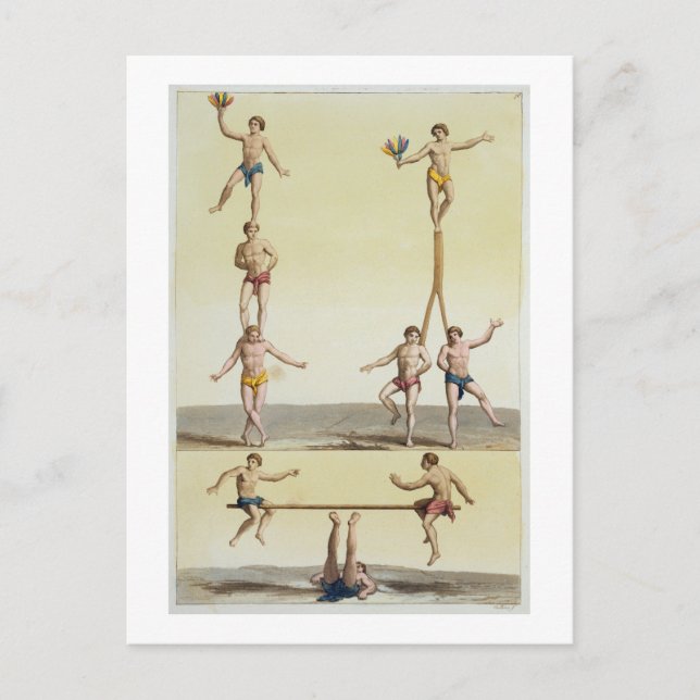 Mexicans Performing Gymnastics (colour litho) Postcard (Front)
