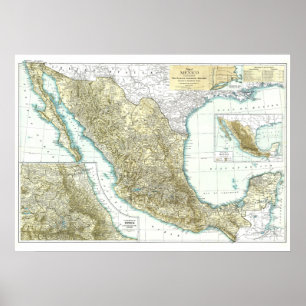 " Mexico: 1916 Detailed map ... Poster