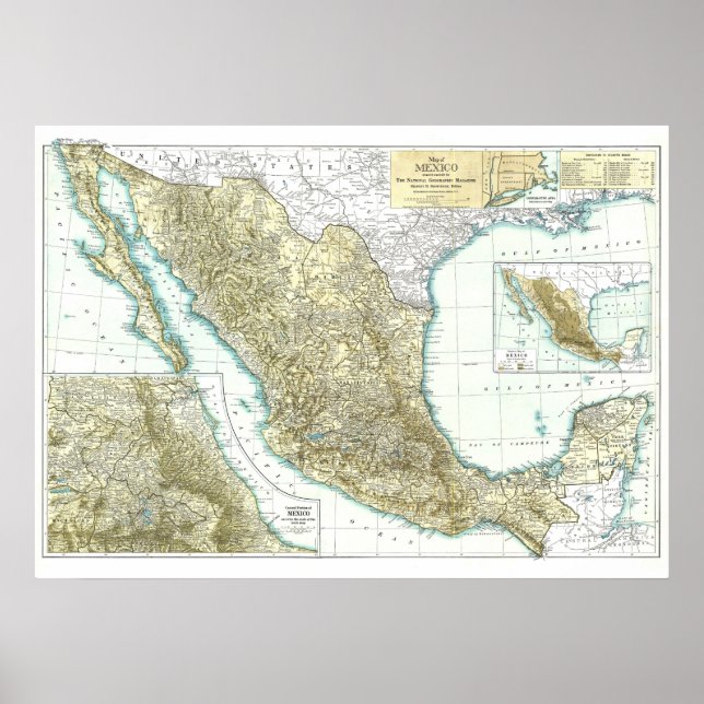 " Mexico: 1916 Detailed map ... Poster (Front)