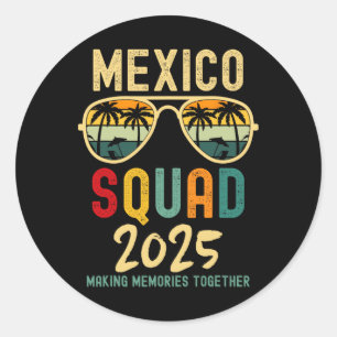 Mexico 2025 Squad Tropical Beach Family Vacation M Classic Round Sticker