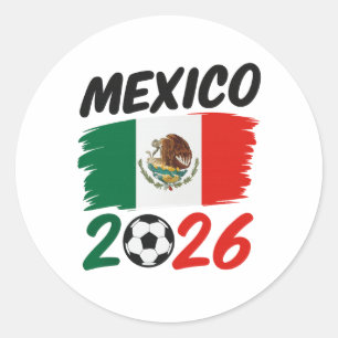Mexico 2026 Soccer Fan Design with Football Classic Round Sticker