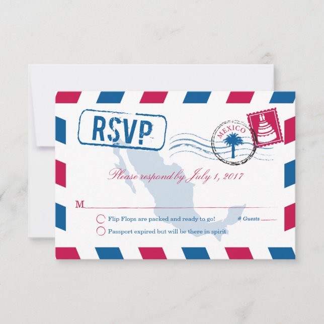 Mexico Airmail Wedding RSVP (Front)