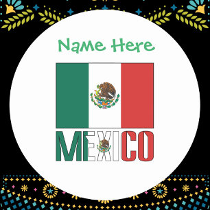 Mexico and Mexican Flag Green Personalisation  Classic Round Sticker