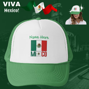 Mexico and Mexican Flag Green Personalisation Trucker Hat