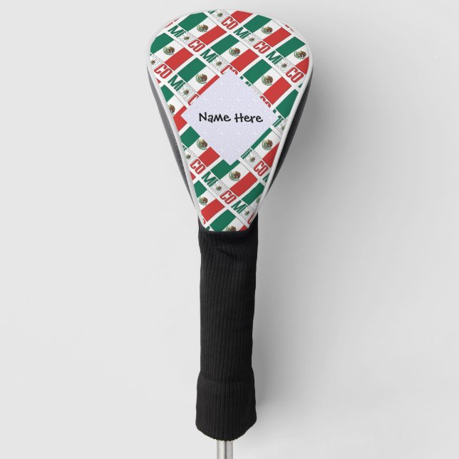 Mexico and Mexican Flag Tiled Personalised  Golf Head Cover (Front)