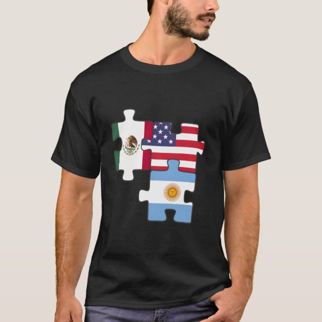 Mexico Argentina And The Usa Puzzle T-Shirt (Front)