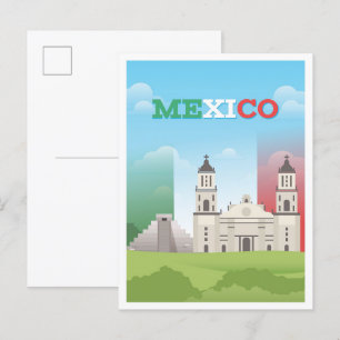 Mexico Art Vintage Travel Illustration Postcard