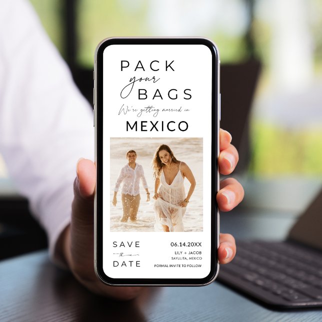 Mexico Beach Destination Photo Wedding Save The Date (Mexico Beach Destination Photo Wedding Save The Date)