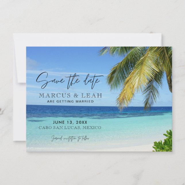 Mexico Beach Destination Wedding Save the Date (Front)