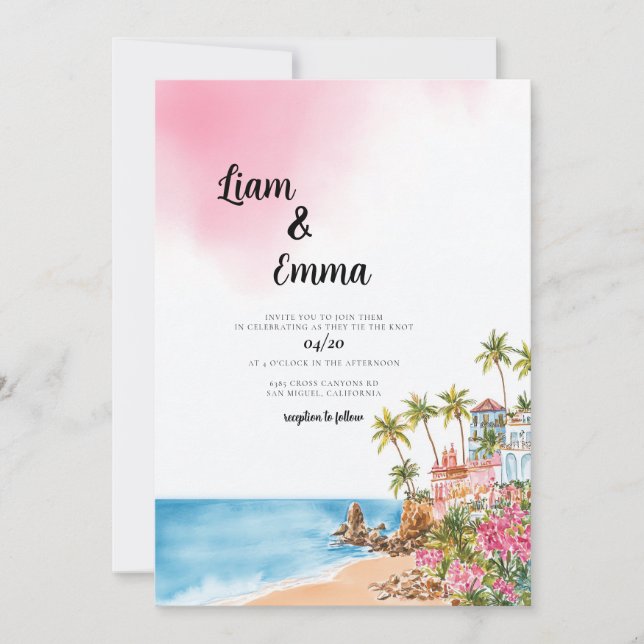 Mexico Beach Wedding Destination Invitation (Front)