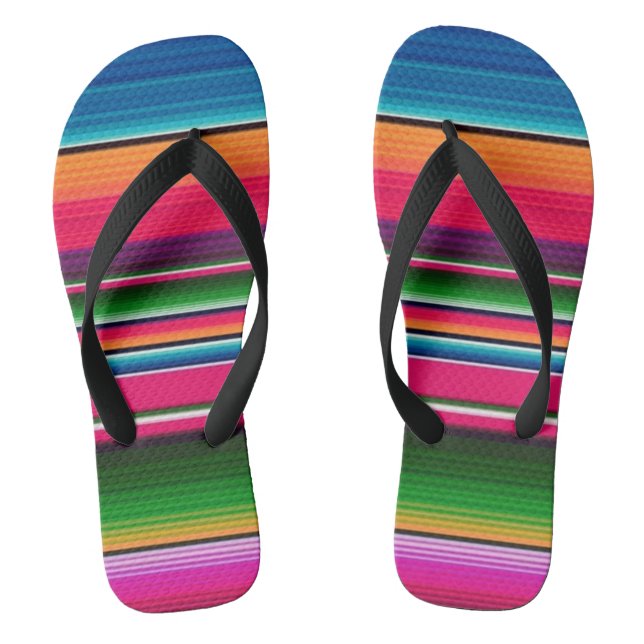 Mexico Blanket Colours Stripes Spanish Colourful Jandals (Footbed)