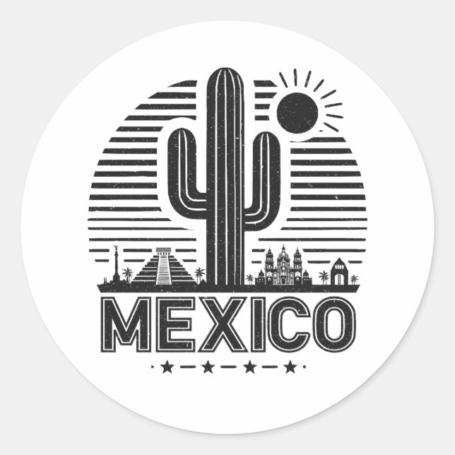 Mexico Cactus Classic Round Sticker (Front)