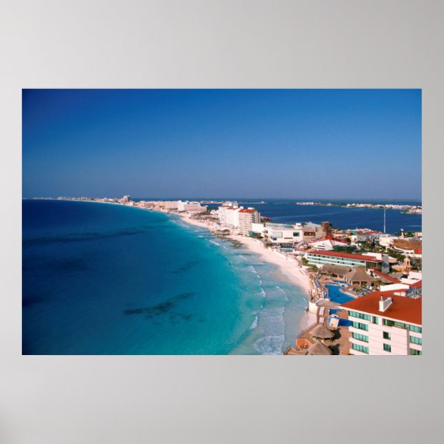 Mexico, Cancun, Aerial View Of Hotels Poster (Front)