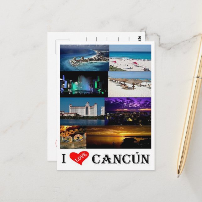 Mexico - Cancun I Love - Postcard (Front/Back In Situ)