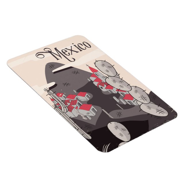 Mexico Cartoon Town Magnet (Right Side)