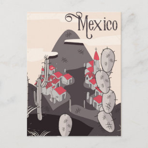 Mexico Cartoon Town Postcard