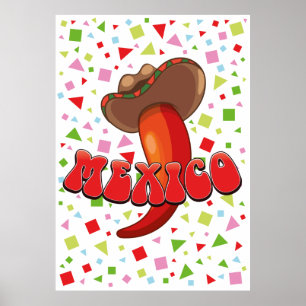 Mexico Chilli Pepper cute party Poster