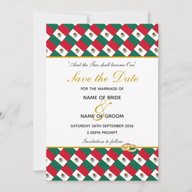 MEXICO Christian Special Event Wedding Celebration Save The Date (Front)
