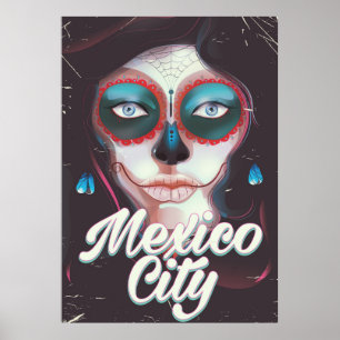 Mexico City Day of the Dead travel poster