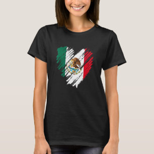 Mexico City Mexican Flag Heart Mexico T-Shirt