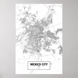 Mexico City, Mexico (black on white) Poster