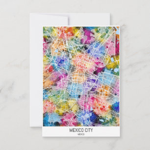 Mexico City Mexico Map Thank You Card