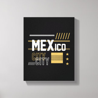 Mexico City Modern Typography Graphic Design Canvas Print