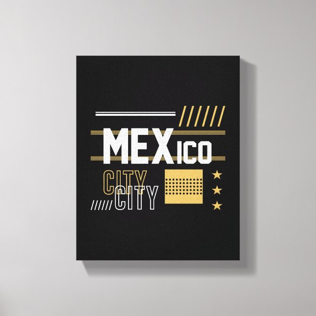 Mexico City Modern Typography Graphic Design Canvas Print (Front)