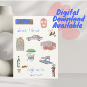 Mexico City save the date with drawings Invitation