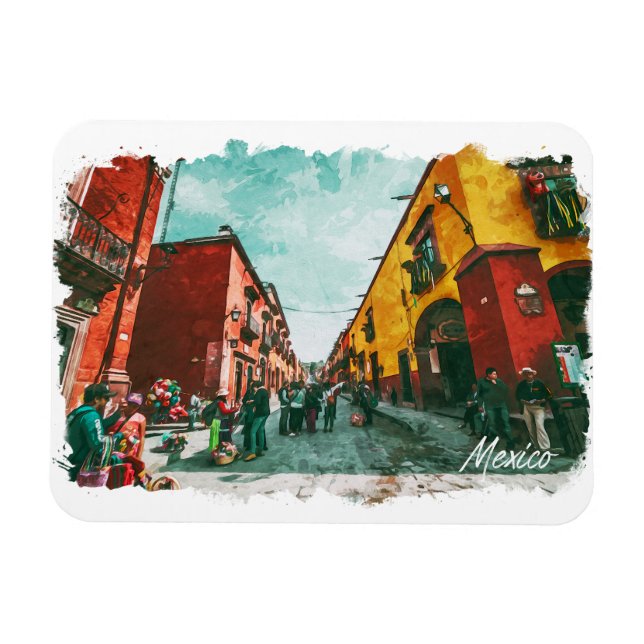 Mexico City View CDMX Retro Vintage Travel Magnet (Horizontal)