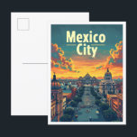 Mexico City Vintage Art Travel Illustration Postcard<br><div class="desc">Mexico City Vintage Art Travel Illustration</div>