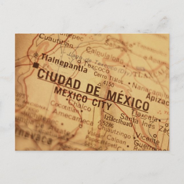 MEXICO CITY Vintage Map Postcard (Front)