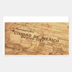 MEXICO CITY Vintage Map Rectangular Sticker