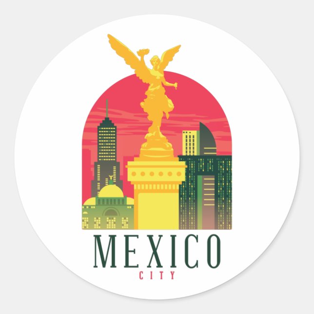 Mexico City Vintage Travel  Classic Round Sticker (Front)
