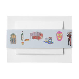 Mexico City Watercolor Invitation Belly Band