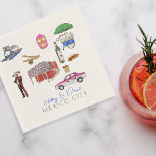 Mexico City Watercolor Wedding  Napkin