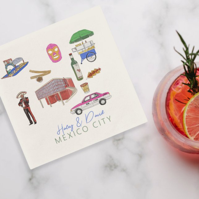 Mexico City Watercolor Wedding  Napkin (Creator Uploaded)