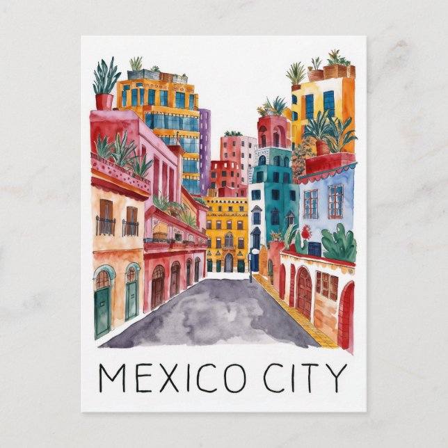 Mexico City watercolour Postcard (Front)